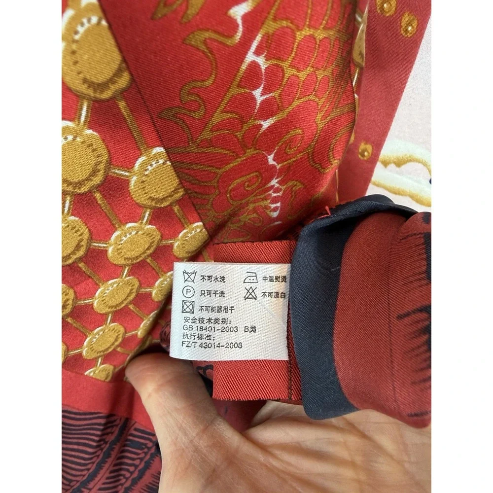 100% Silk Scarf Women Chinese Square Bandana Wrap Career Old Monay Office